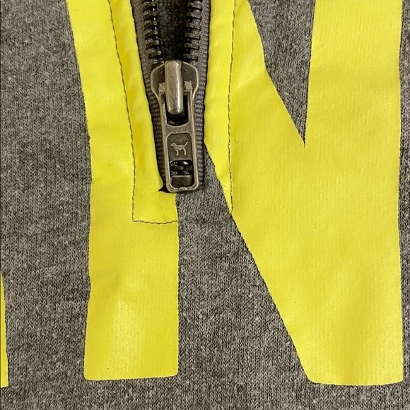 Victoria's Secret PINK Gray Pullover with Navy Logo Trim - Picture 3 of 7